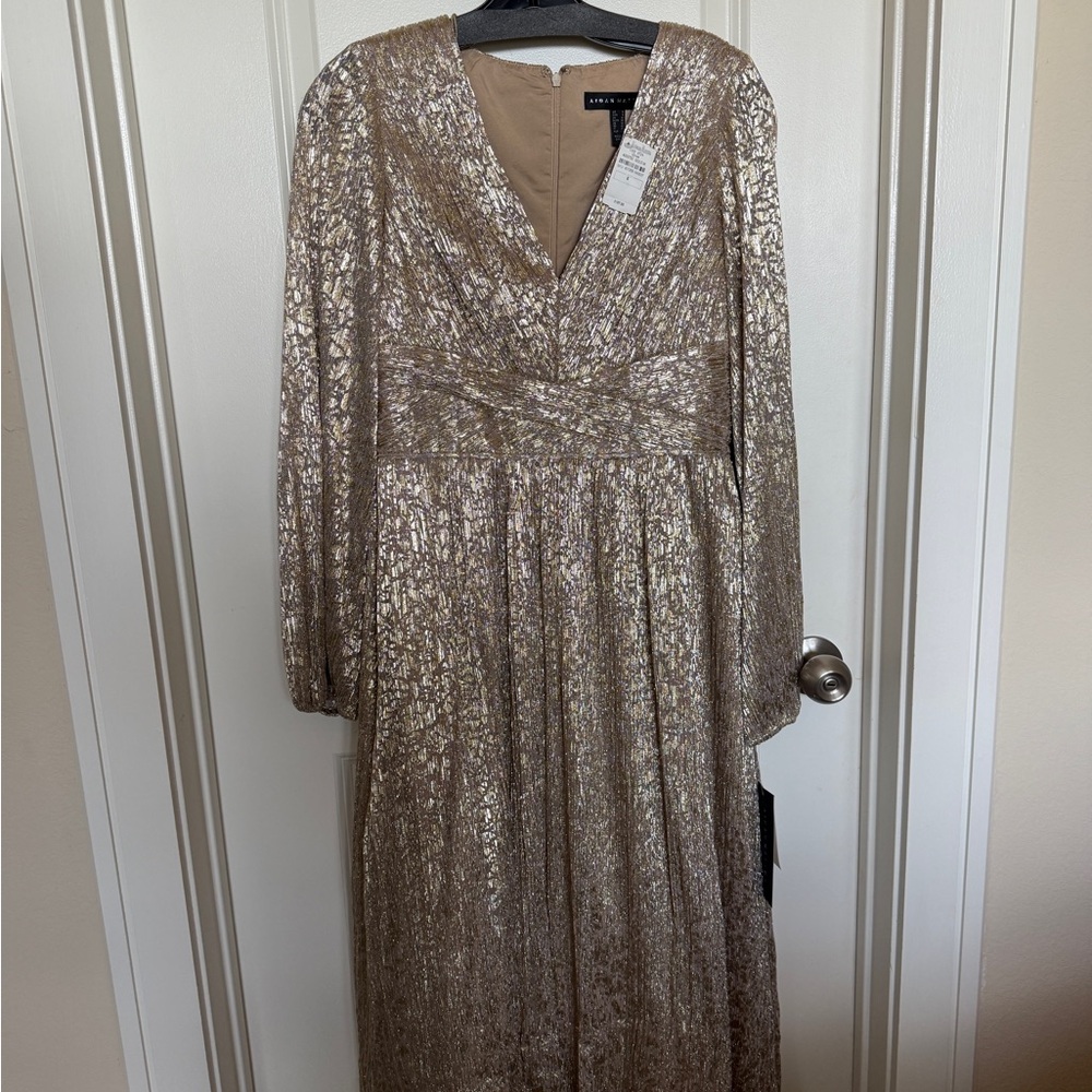 Aidan Mattox Gold Long Sleeve Gown
